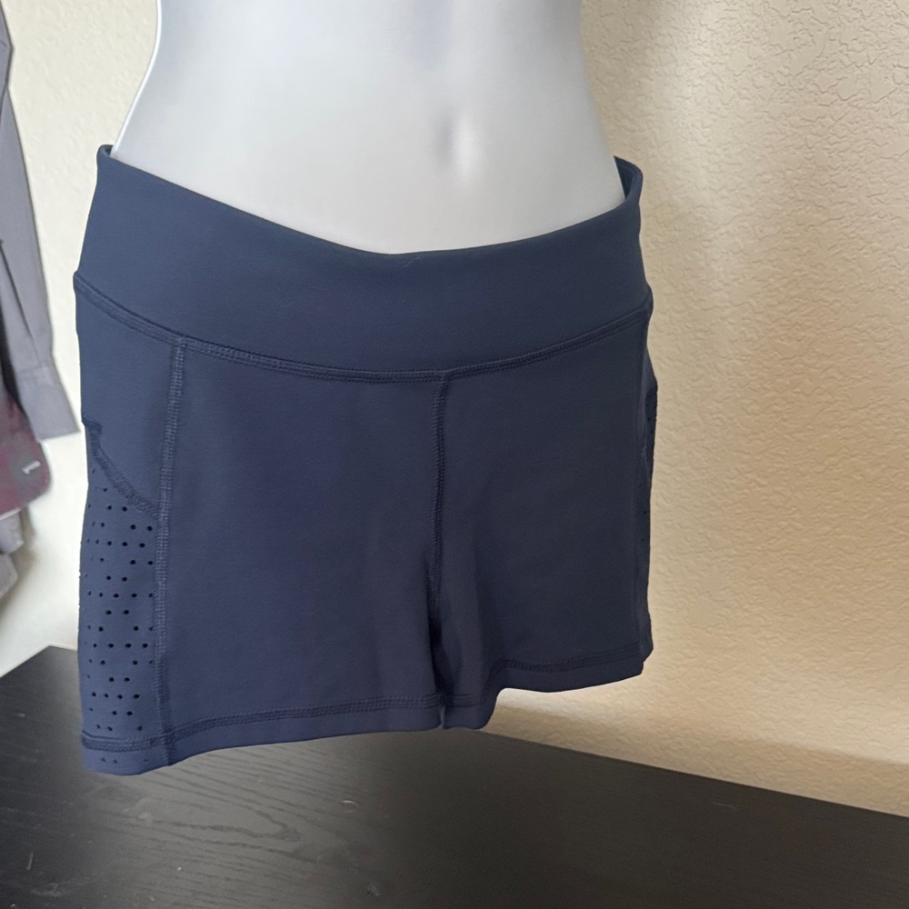 Aeropostale Navy Athletic Shorts with Perforated Side Panels